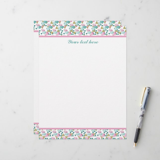Cute tiled cookie pattern customizable custom letterhead (Front/Back In Situ)
