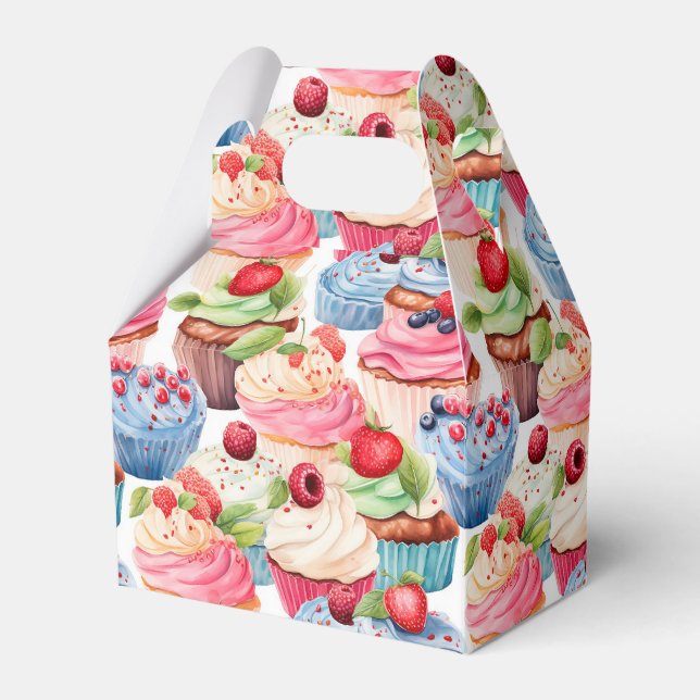Cute tiled cupcake party  favour box (Front Side)