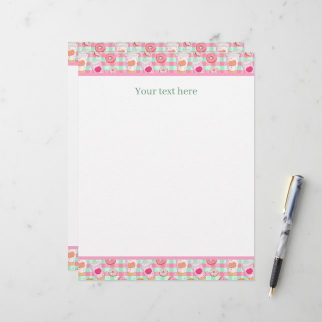 Cute tiled doughnut Shop  Custom Letterhead (Front/Back In Situ)
