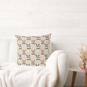 Cute tiled farm animals pattern  cushion