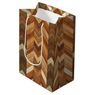 Cute tiled faux wood Country  Medium Gift Bag