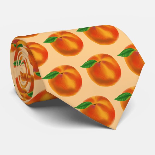 cute tiled fruit peach pattern  tie (Rolled)