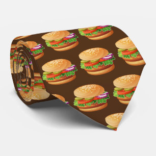 Cute tiled hamburger pattern food tie
