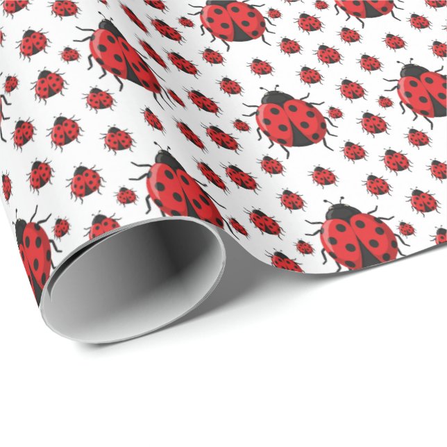 Cute tiled ladybug pattern wrapping paper (Roll Corner)
