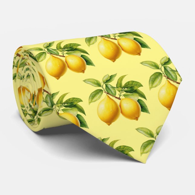 Cute tiled lemon fruit pattern  tie (Rolled)