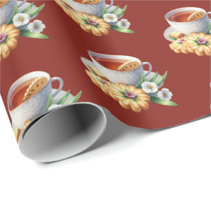 Cute tiled lemon tea pattern wrapping paper