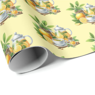 Cute tiled lemon tea pattern  wrapping paper