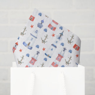 cute tiled lighthouse beach party  tissue paper