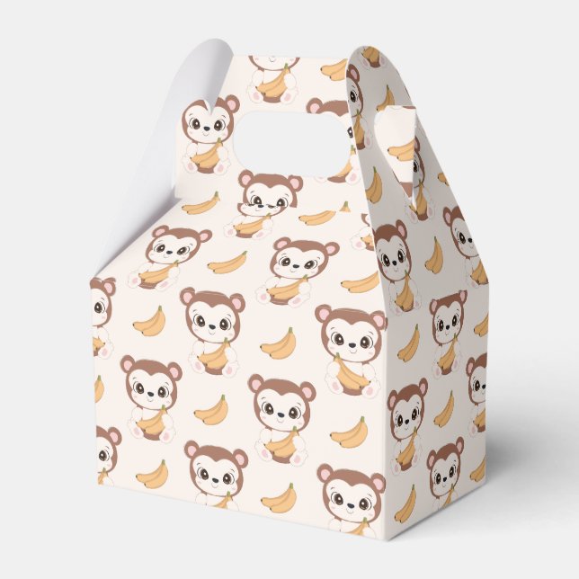 cute tiled little monkey pattern party  favour box (Front Side)