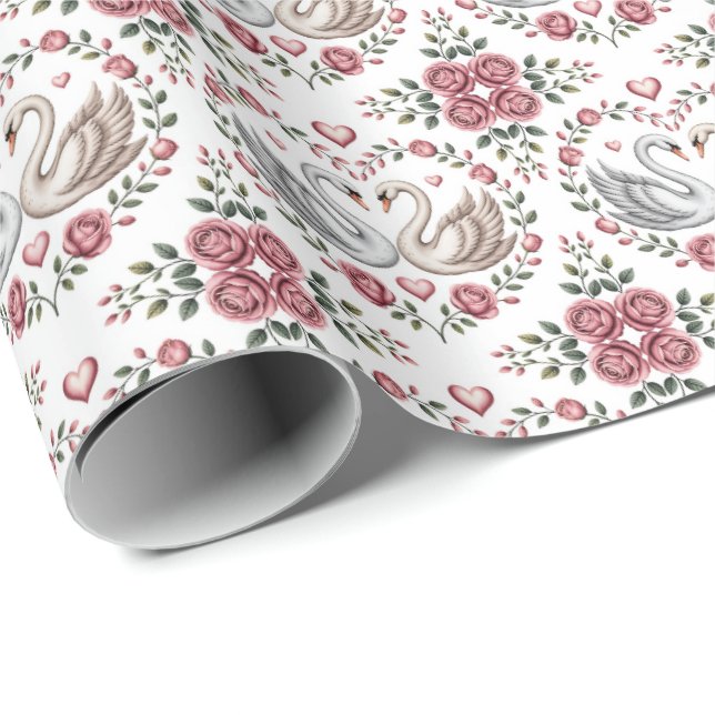 Cute tiled love birds Wedding Wrapping Paper (Roll Corner)