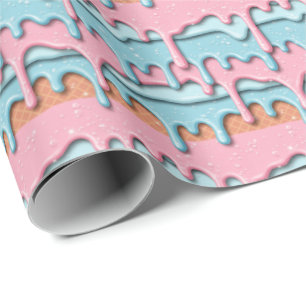 Cute tiled melting ice cream pattern  wrapping paper