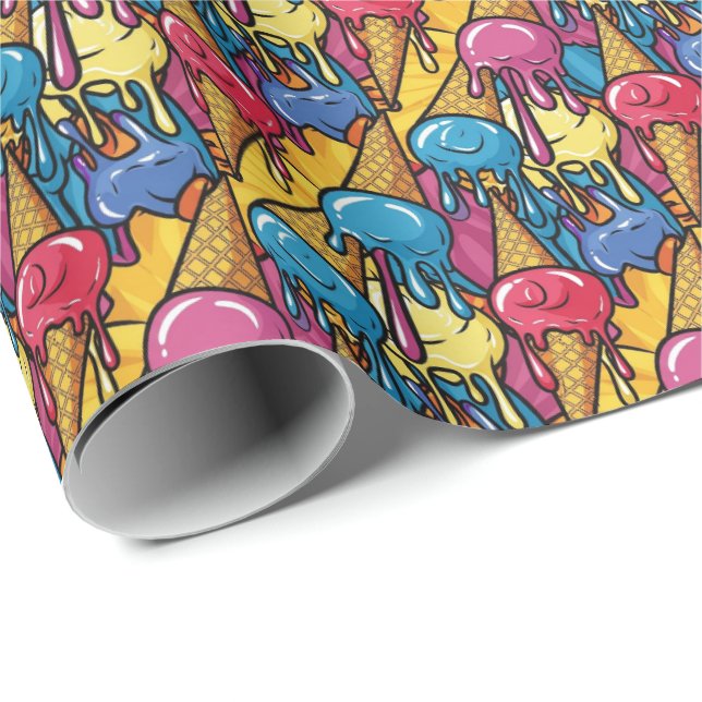 Cute tiled melting ice cream pattern  wrapping paper (Roll Corner)