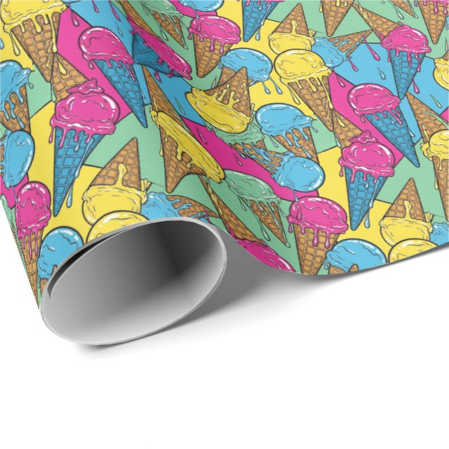 Cute tiled melting ice cream pattern  wrapping paper (Roll Corner)
