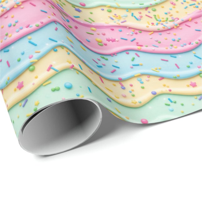 Cute tiled melting ice cream pattern  wrapping paper (Roll Corner)