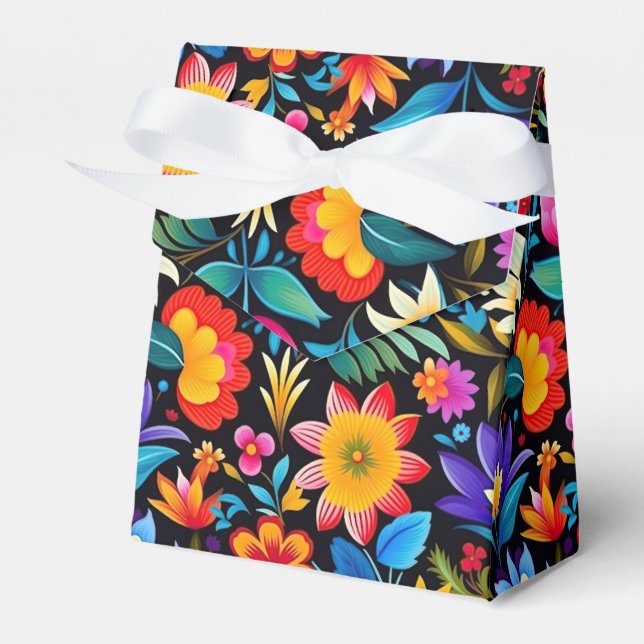 Cute tiled Mexican fiesta flowers Favour Box (Front Side)
