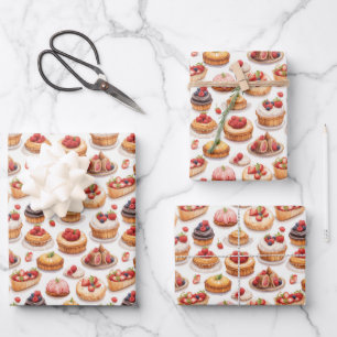Cute tiled mixed pastries party wrapping paper sheet
