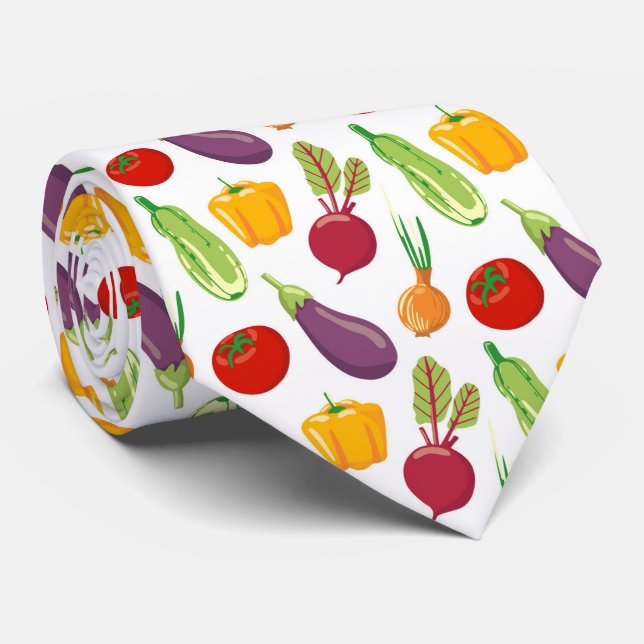 cute tiled mixed vegetable pattern tie (Rolled)