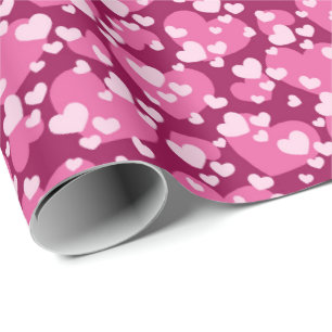 Cute tiled pattern pink hearts  wrapping paper