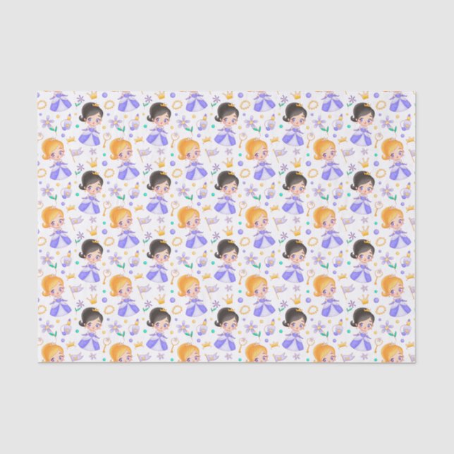 cute tiled Princess lovers party  Tissue Paper (Front)