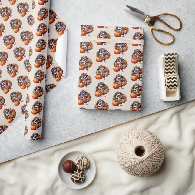 Cute tiled pumpkin pie turkey  wrapping paper (Crafts)