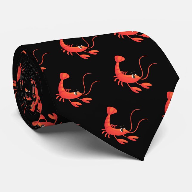 Cute tiled shrimp pattern tie (Rolled)