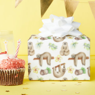 cute tiled sloth Birthday party Wrapping Paper