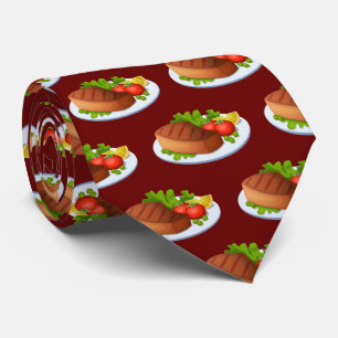Cute tiled steak dinner pattern tie