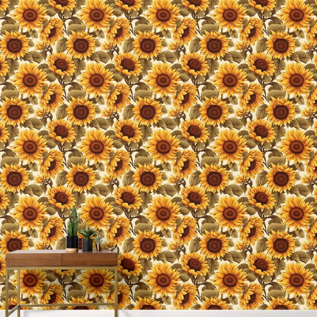 Cute tiled sunflower pattern wallpaper (Hallway)