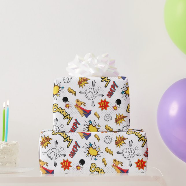 cute tiled superhero kids party wrapping paper (Party Gifts)