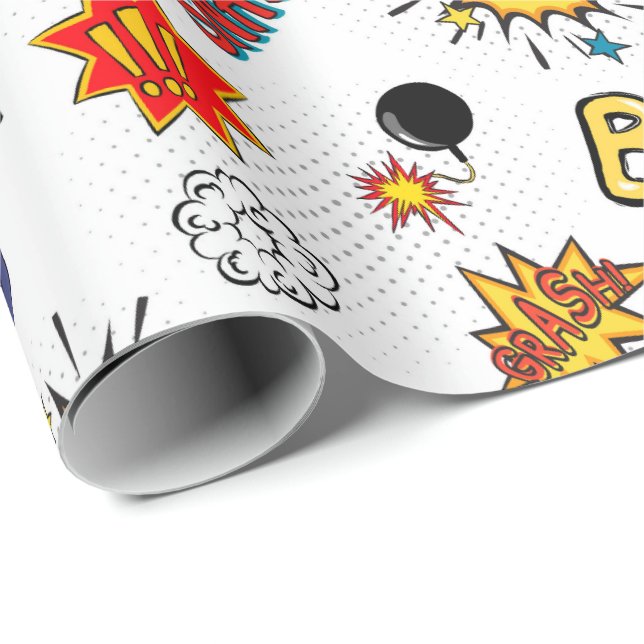 cute tiled superhero kids party wrapping paper (Roll Corner)