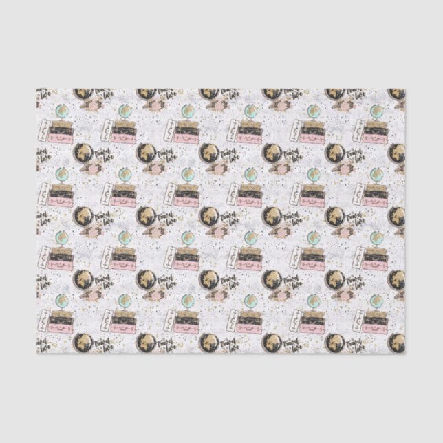 cute tiled travel lovers party pattern  tissue paper (Front)
