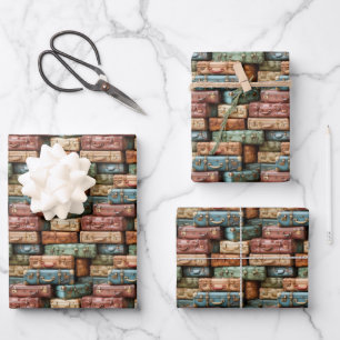 cute tiled travelling suitcases pattern  wrapping paper sheet