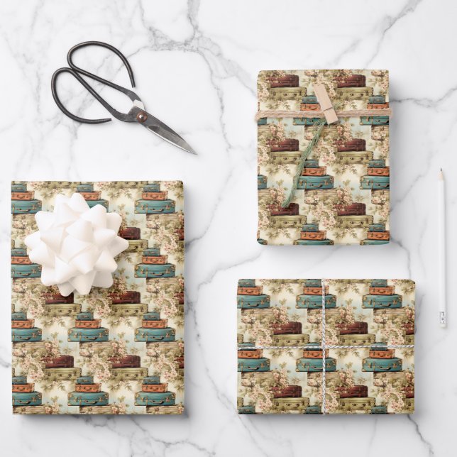 cute tiled travelling suitcases pattern wrapping paper sheet (Front)