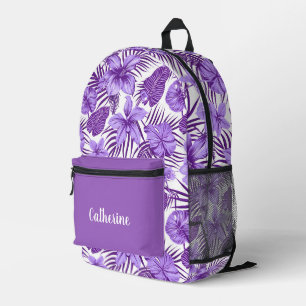 Cute tiled Tropical leaf pattern teen girls Printed Backpack