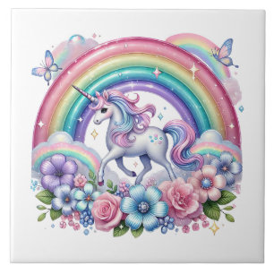 Cute tiled unicorn lovers ceramic tile