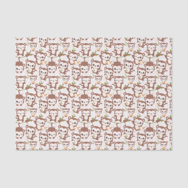 cute tiled unisex little monkey baby  tissue paper (Front)