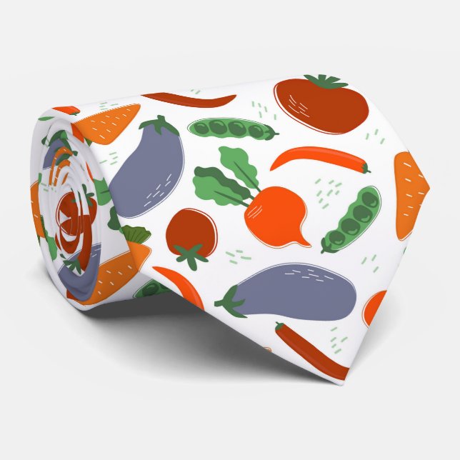 cute tiled vegetable pattern neck tie (Rolled)
