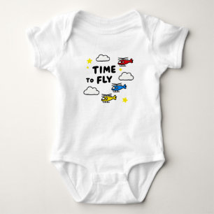 Cute Time To Fly Helicopters Baby Bodysuit