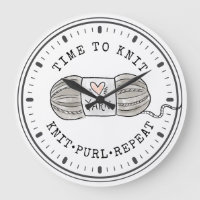 Cute Time To Knit Large Clock