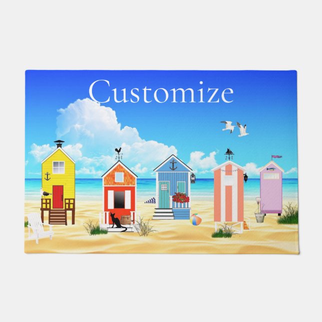 Cute Tiny Beach Shacks Thunder_Cove Doormat (Front)