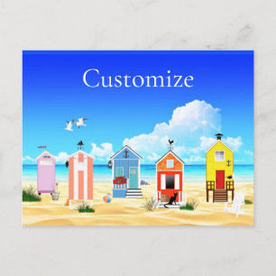 Cute Tiny Beach Shacks Thunder_Cove Holiday Postcard
