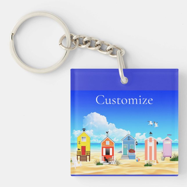 Cute Tiny Beach Shacks Thunder_Cove Key Ring (Front)