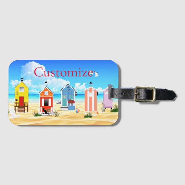 Cute Tiny Beach Shacks Thunder_Cove Luggage Tag (Front Horizontal)
