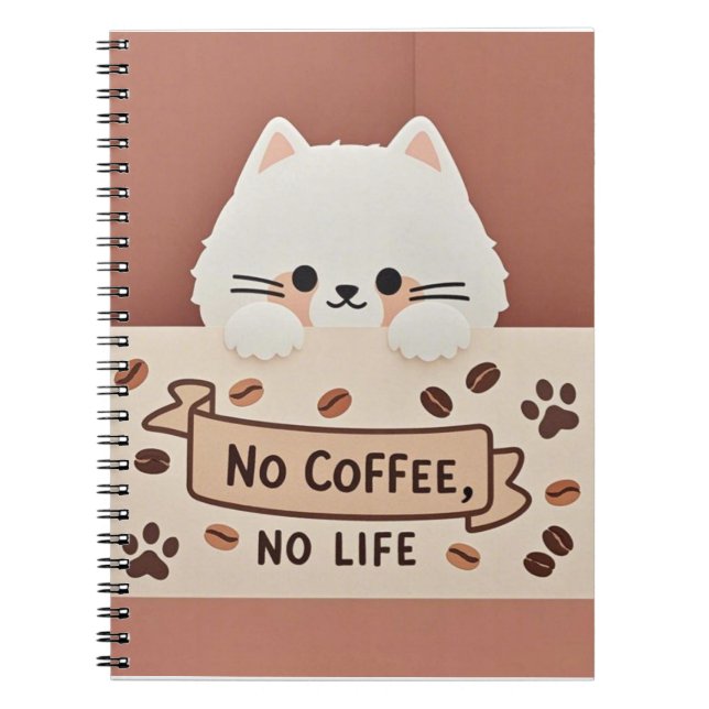Cute Tiny cat paw prints and coffee beans Notebook (Front)