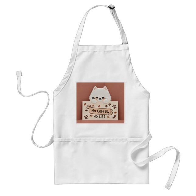 Cute Tiny cat paw prints and coffee beans Standard Apron (Front)
