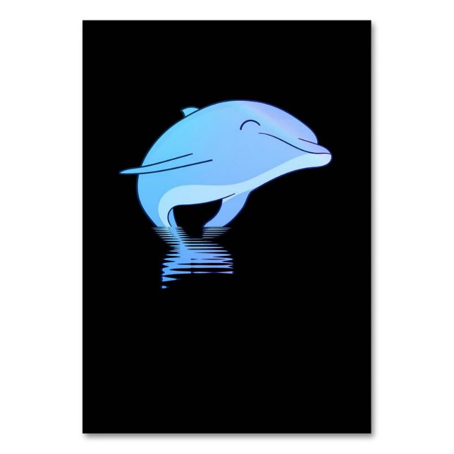 cute tiny dolphin animal table number (Front)