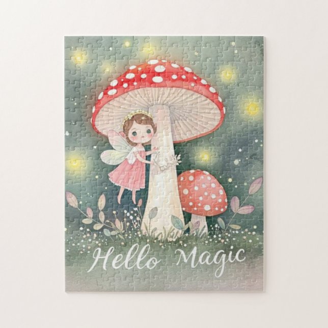 Cute Tiny fairy perched on top of mushroom Jigsaw Puzzle (Vertical)