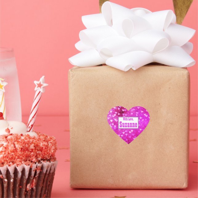Cute Tiny Hearts Pink Name Heart Sticker (Party)