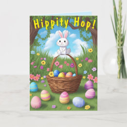 Cute & Tiny Hippity Hop Rabbit Easter Card