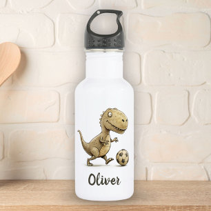 Cute Tiny Trex Playing Football Personalised 532 Ml Water Bottle